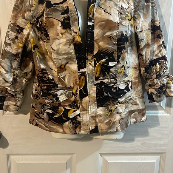 Coldwater Creek Women's Artistic Bomber Jacket - Brown and Yellow - Picture 2 of 9